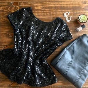 Sequin Peplum Top